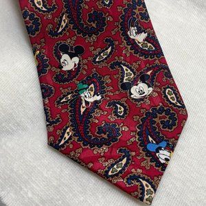 Disney Red Mickey Mouse Goofy Donald Pluto Necktie Tie Men